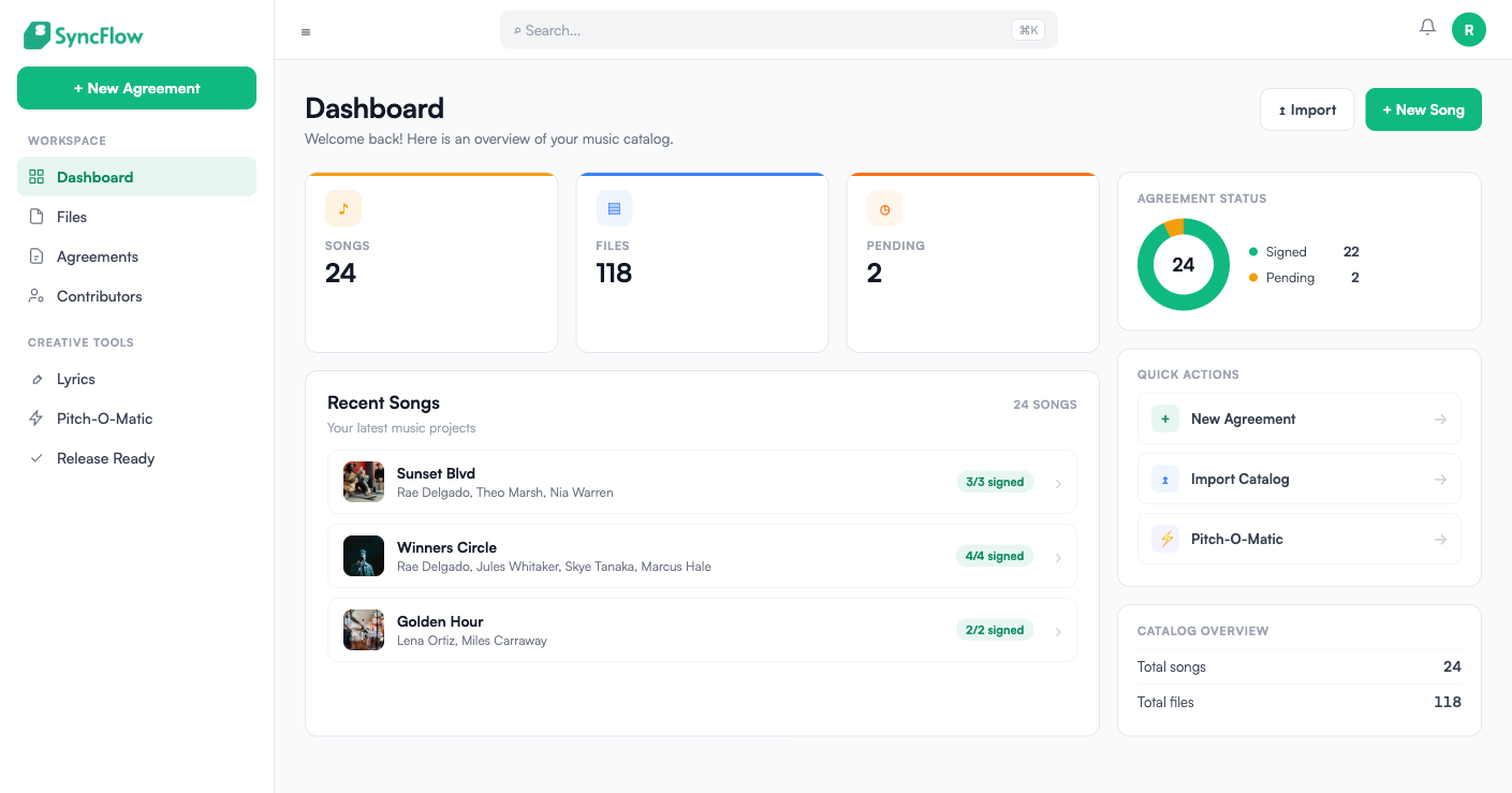 SyncFlow dashboard